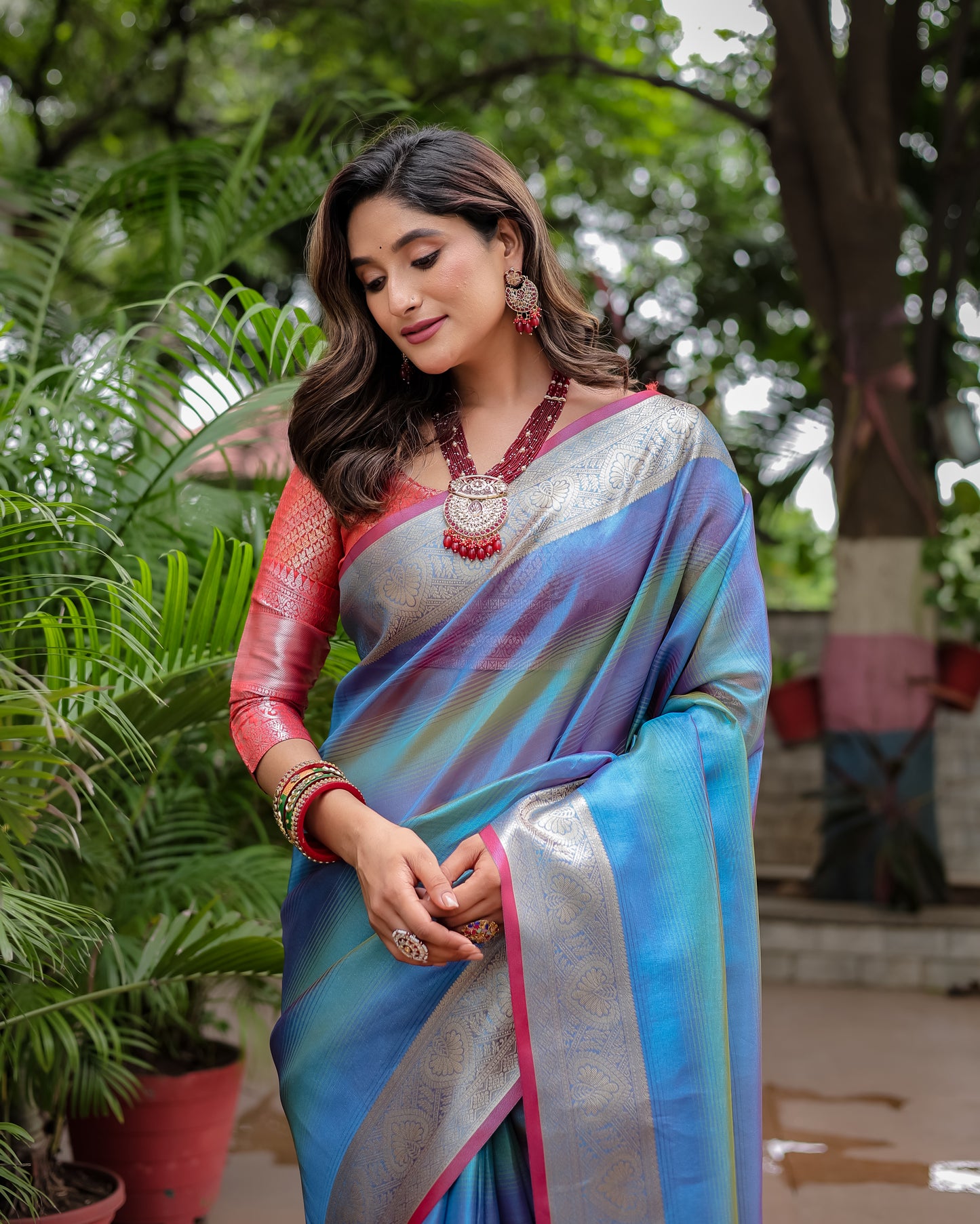 Rangkart Glam Soft Banarsi Silk Saree with Designer Tassels