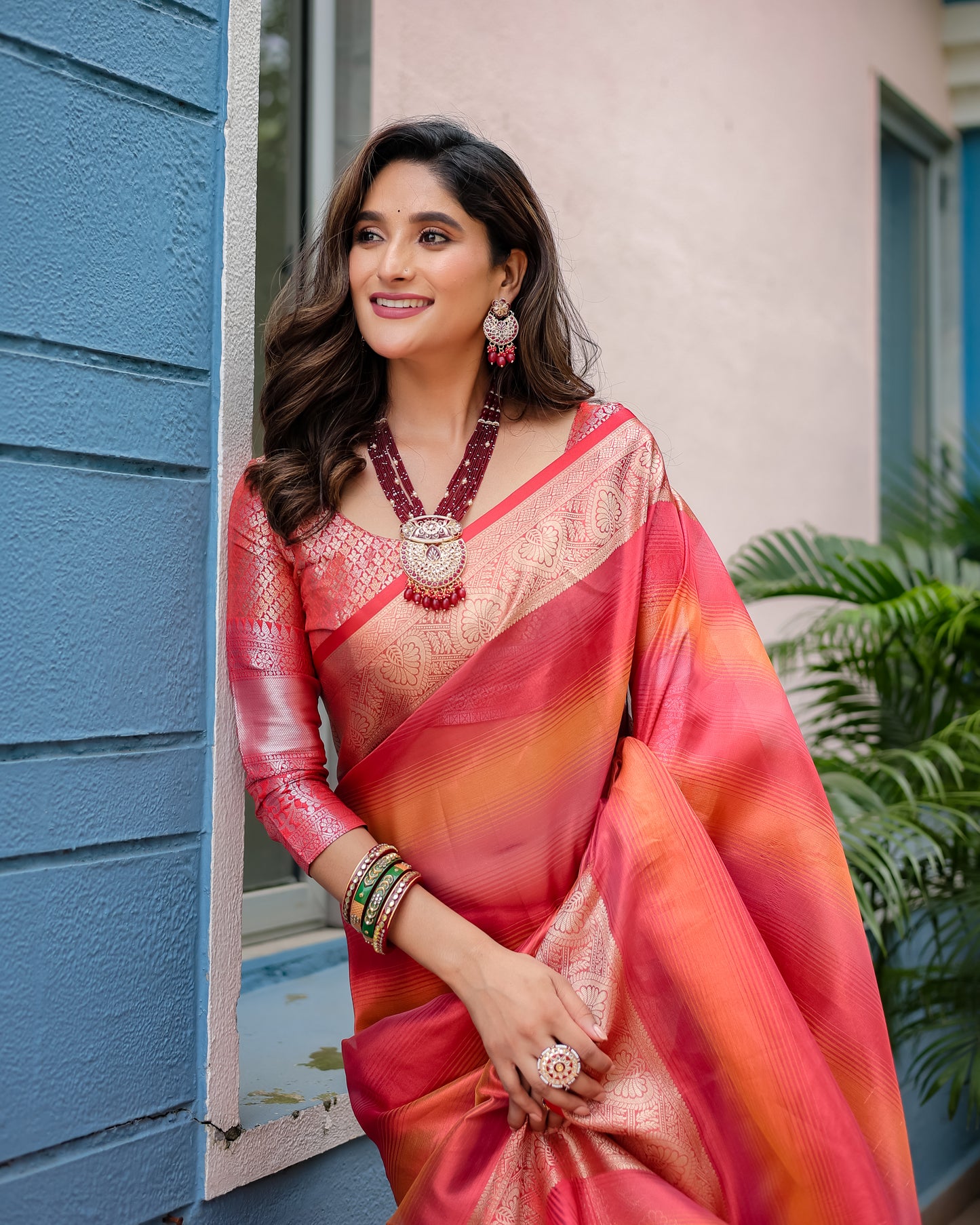 Rangkart Glam Soft Banarsi Silk Saree with Designer Tassels