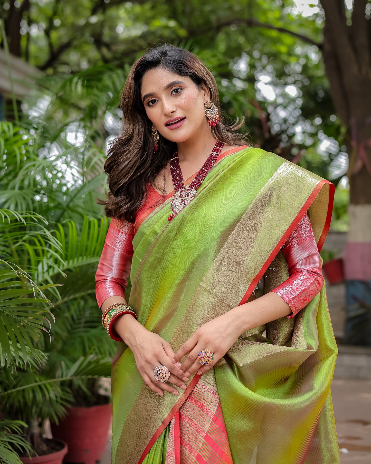 Rangkart Glam Soft Banarsi Silk Saree with Designer Tassels