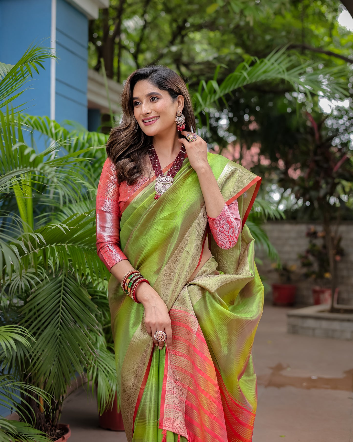 Rangkart Glam Soft Banarsi Silk Saree with Designer Tassels