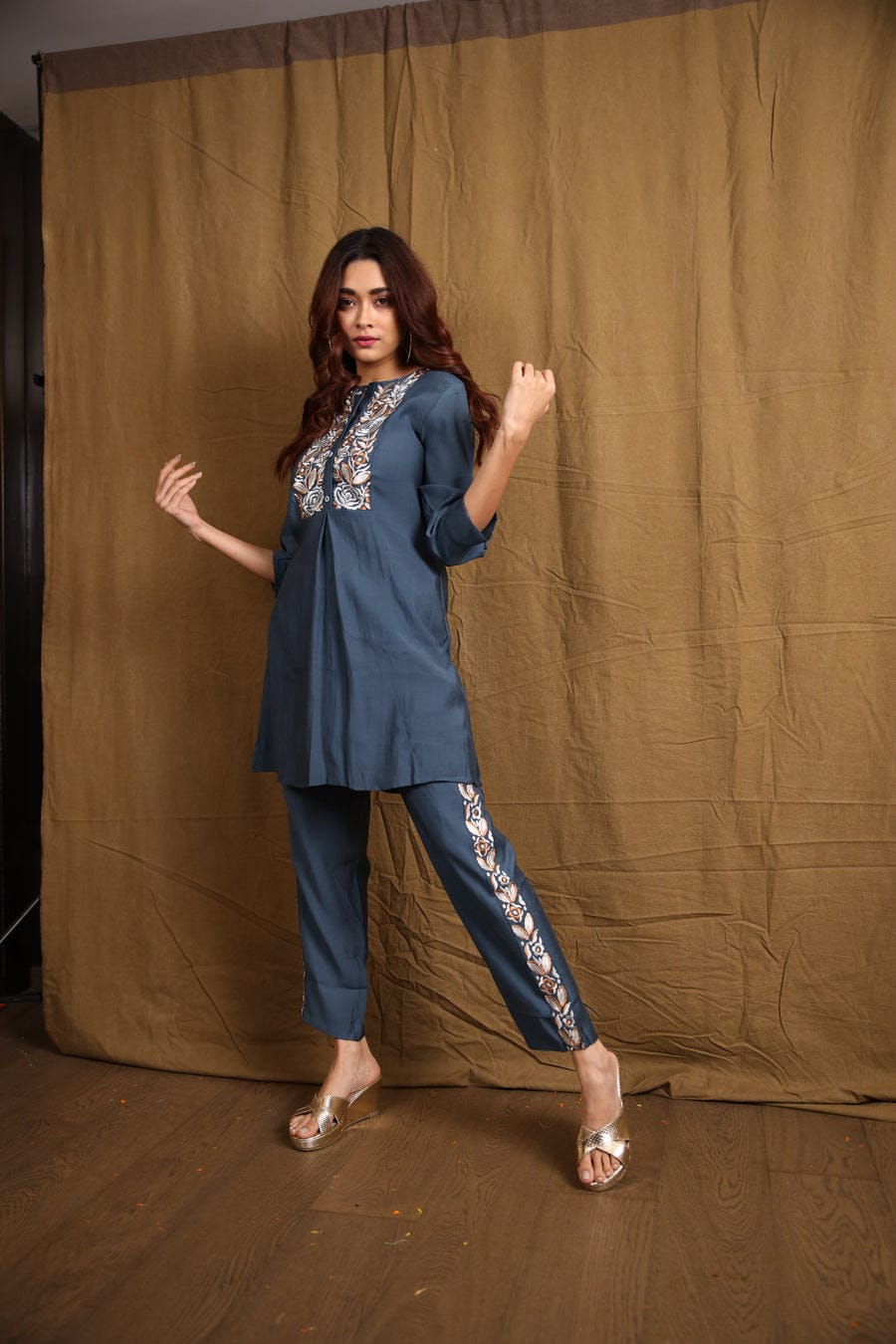 Luxurious Embroidered Cord Set with Complementary Pants