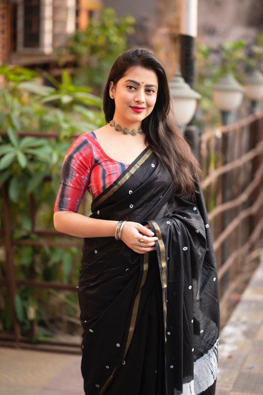 Whispering Chanderi Block Print Saree