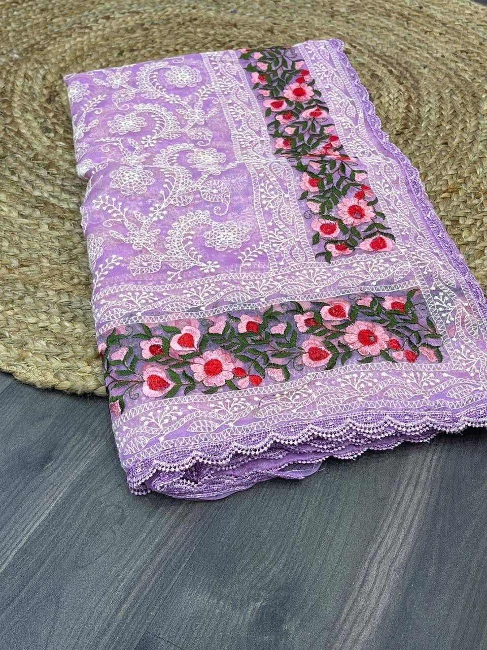 Refined Charm with Lucknowi Artistry Saree