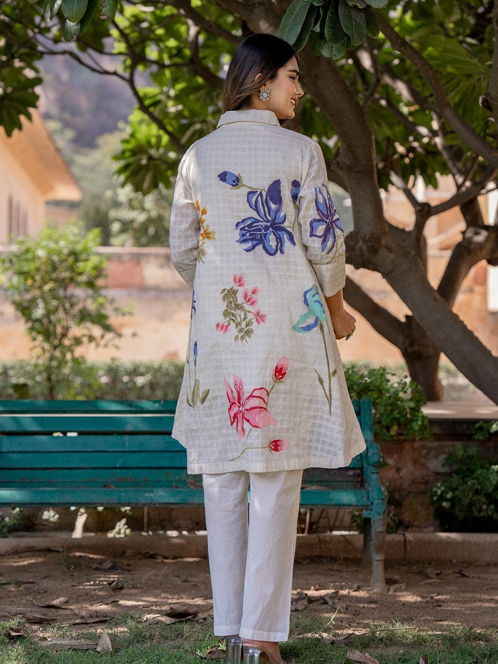Elegant Blossom Dobby Co-rd Set with Full Opanable Buttons