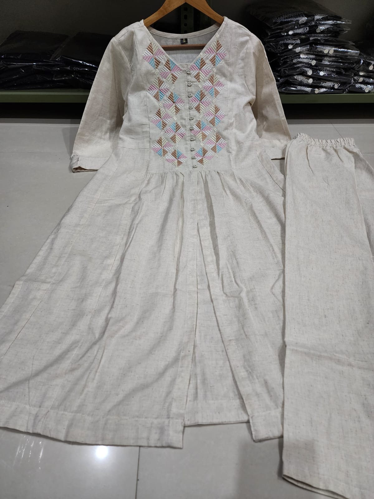 Graceful Khadi Cotton Elegance Kurti & Palazzo Set