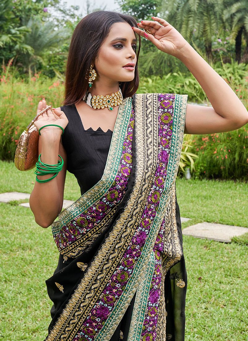 Eternal Midnight Georgette Saree