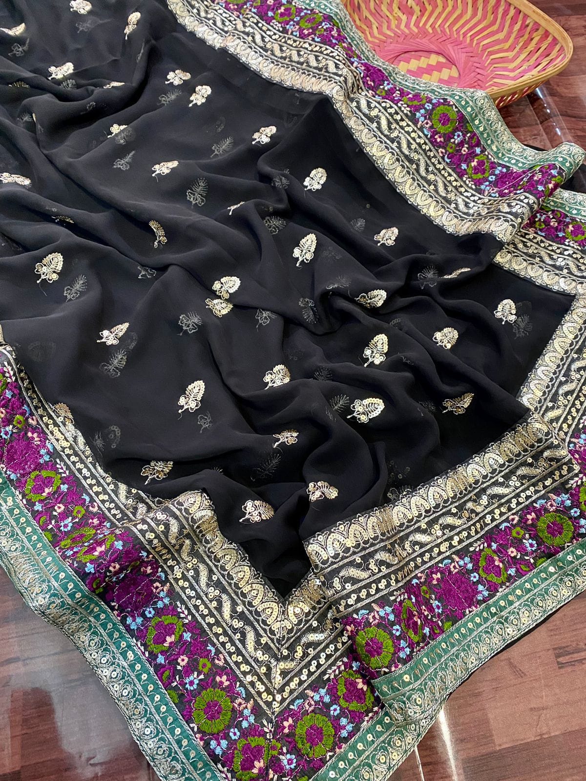 Eternal Midnight Georgette Saree