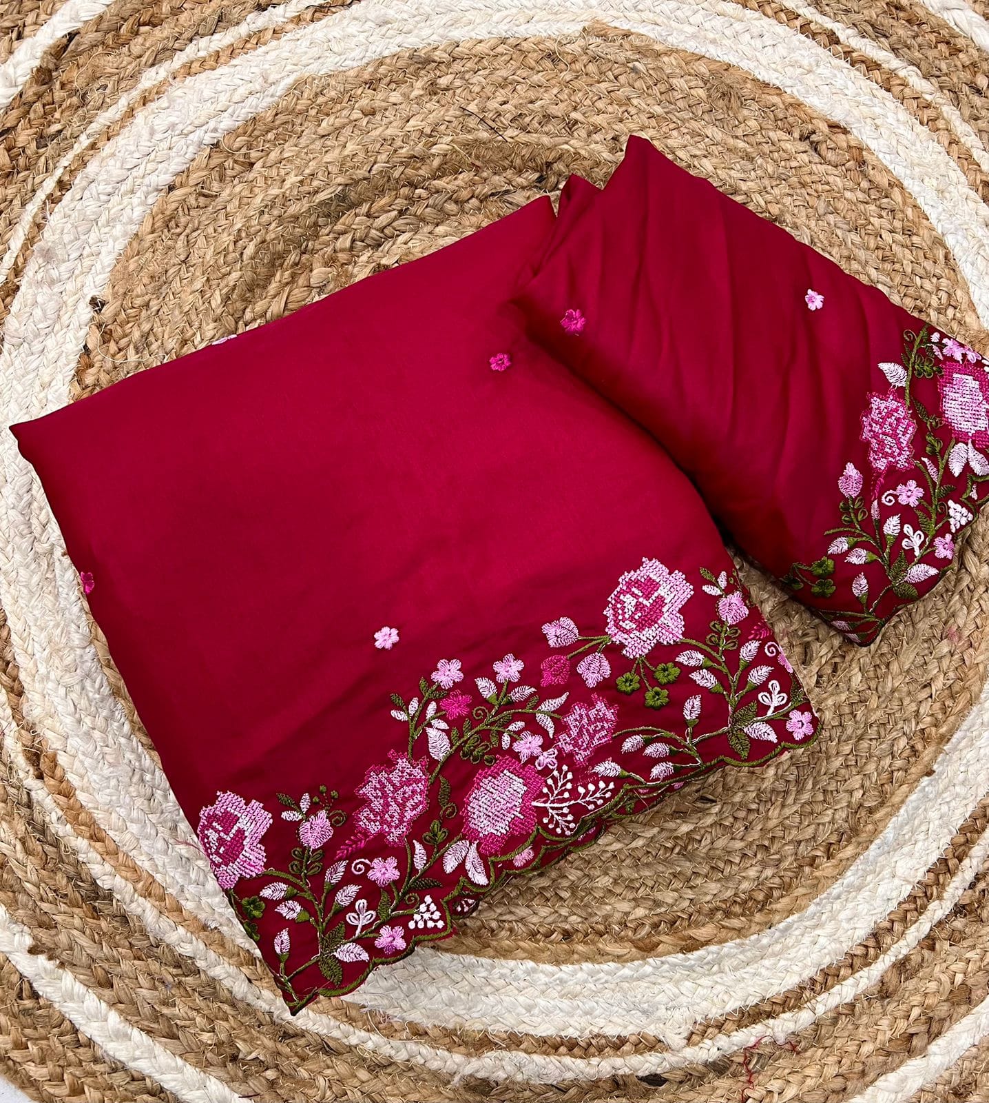 Nocturnal Bloom Korean Tusser Silk Saree