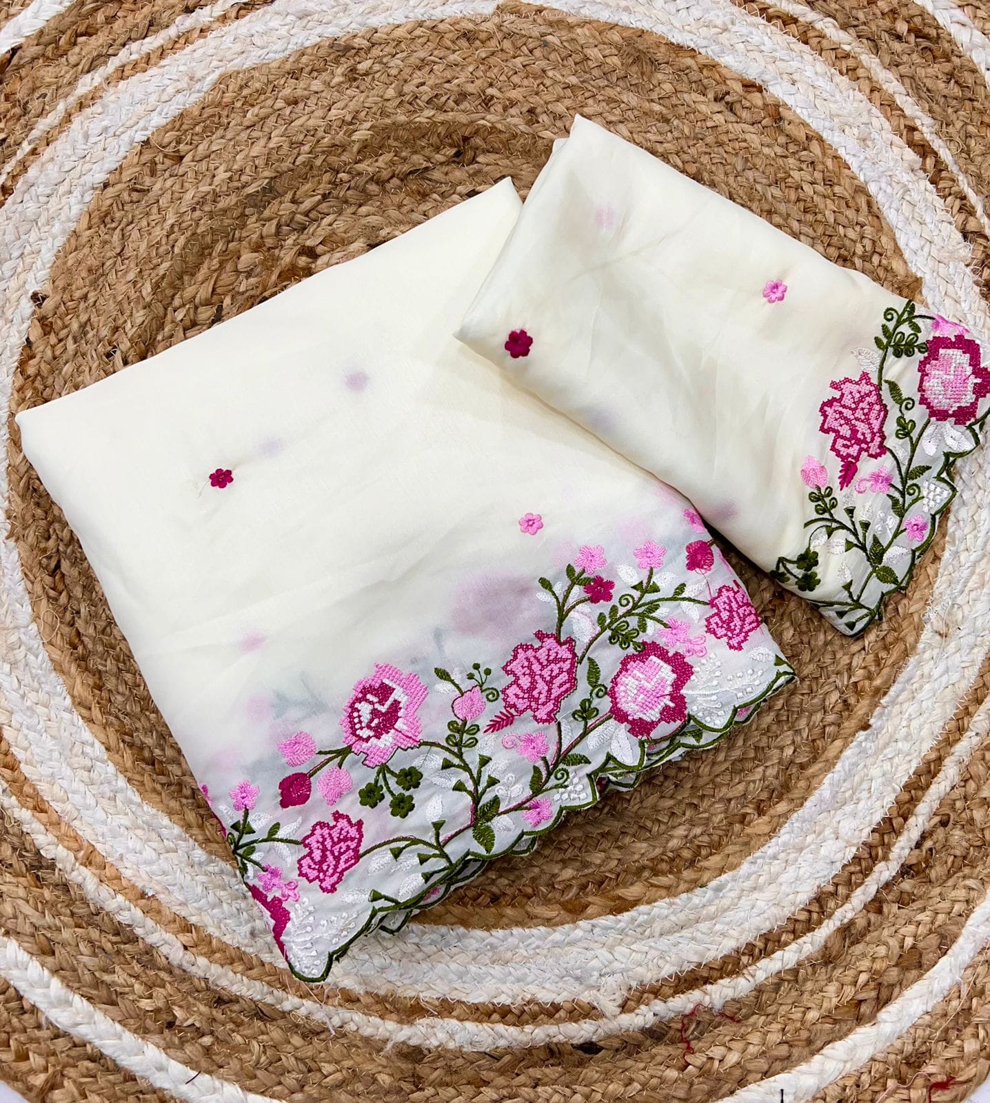 Nocturnal Bloom Korean Tusser Silk Saree