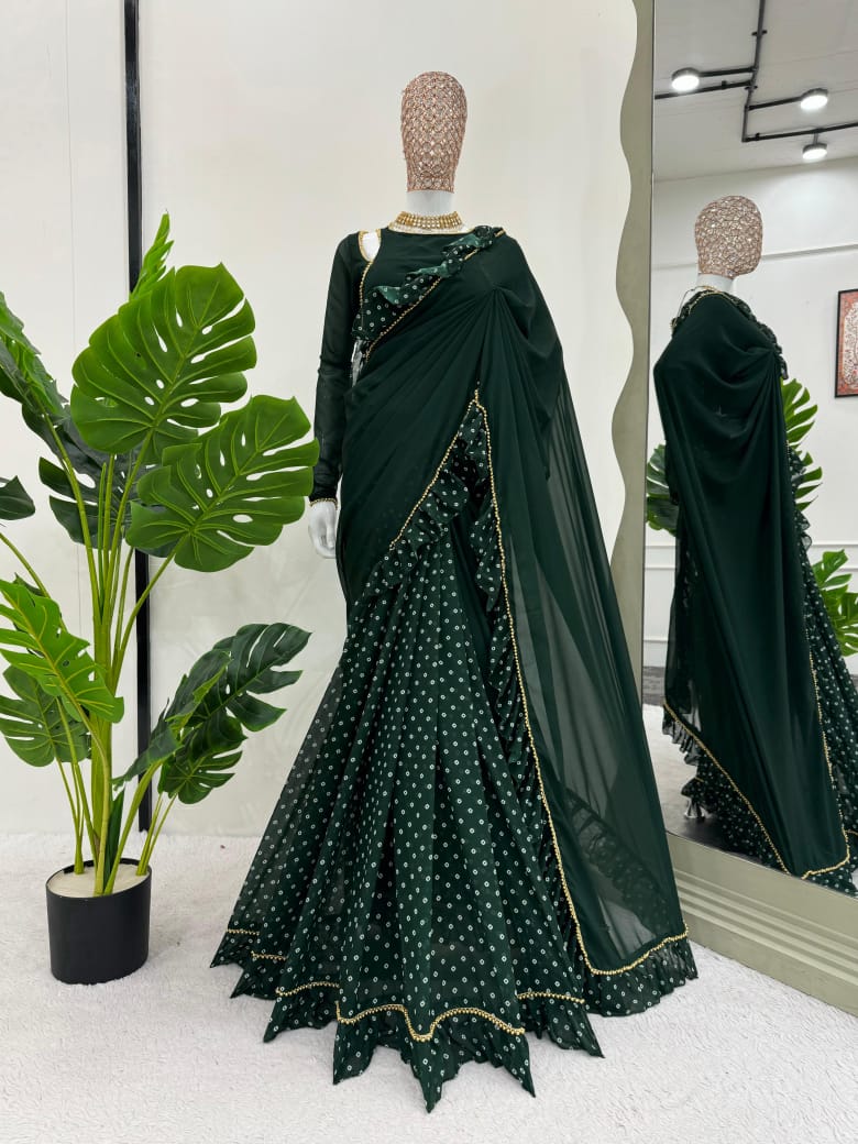 Ruffle Radiance Ready-to-Wear Saree Set