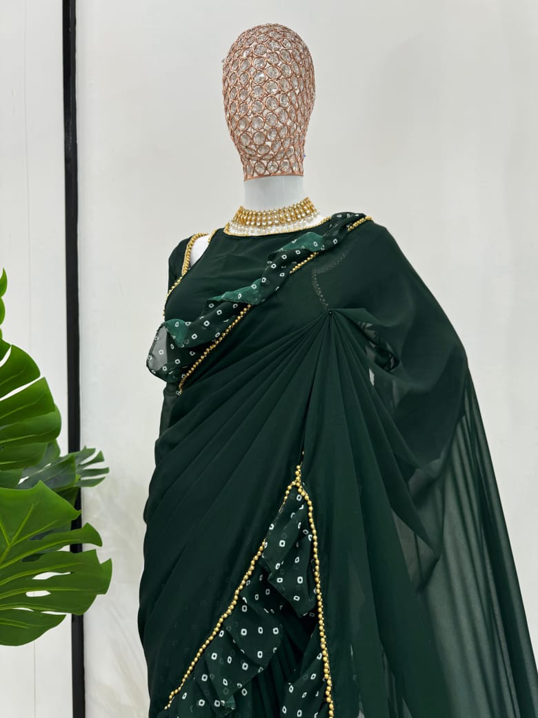 Ruffle Radiance Ready-to-Wear Saree Set