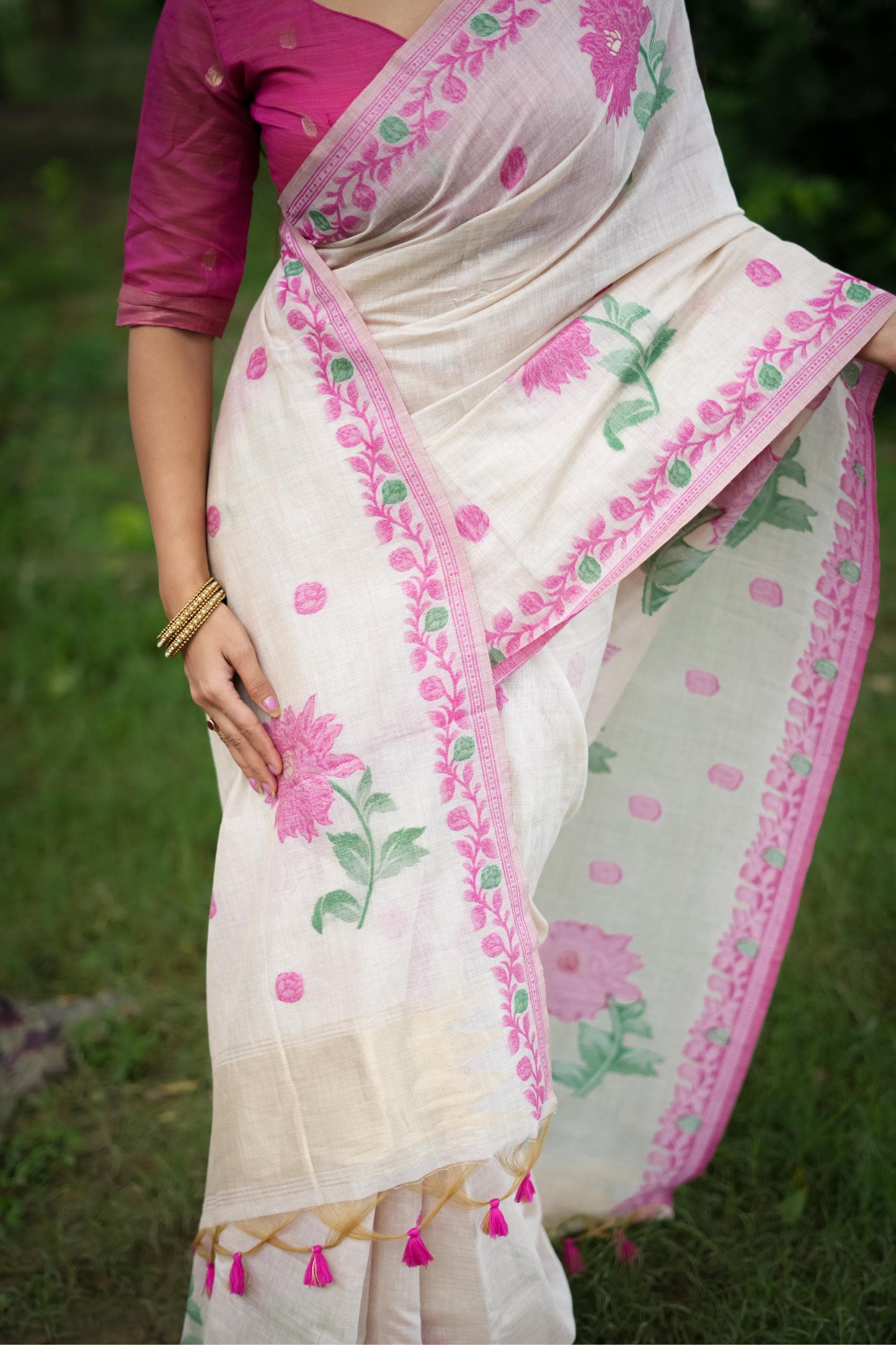 Resham Rekha Muga Cotton Saree