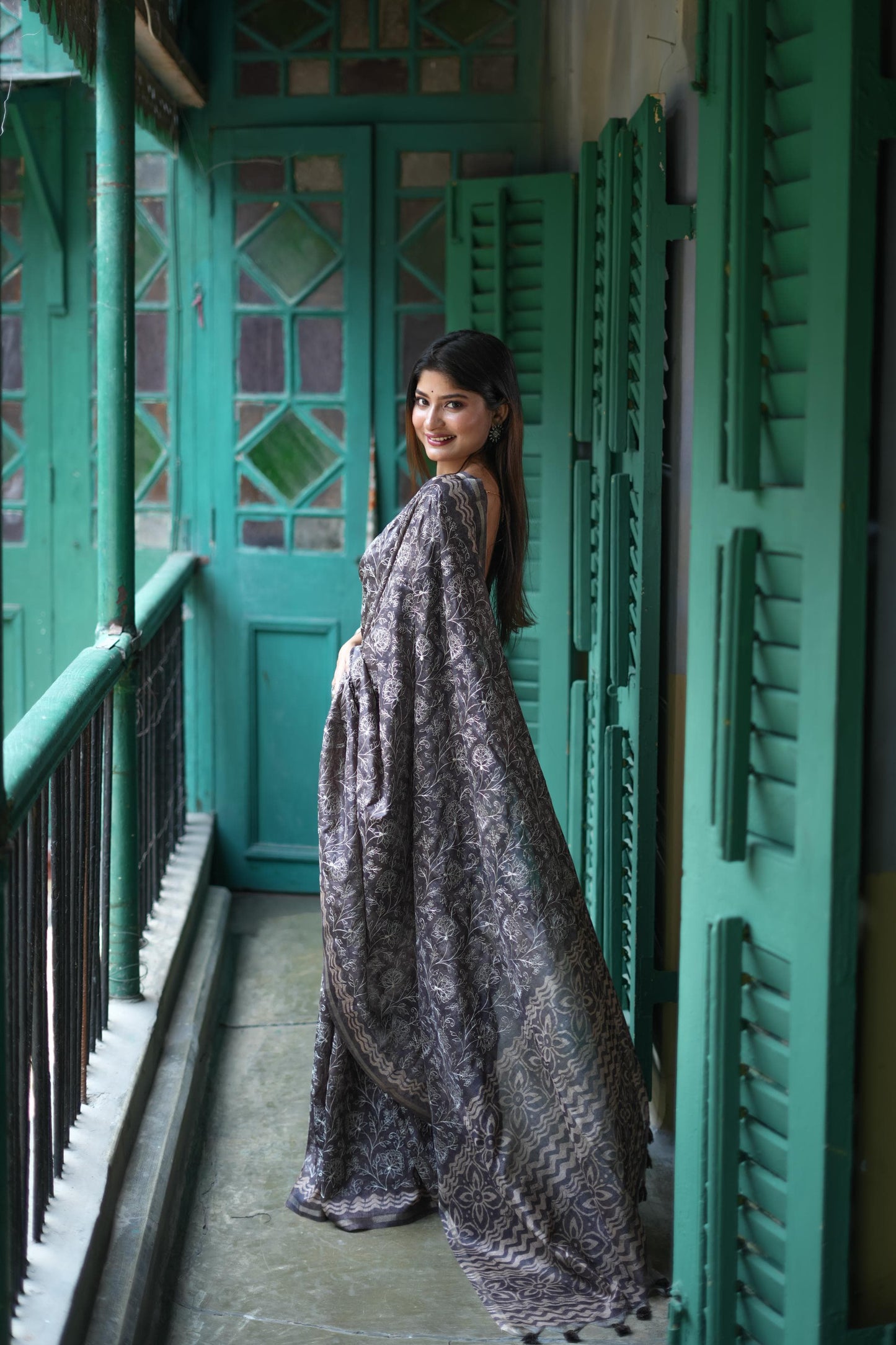 Batik Blossom Silk Saree