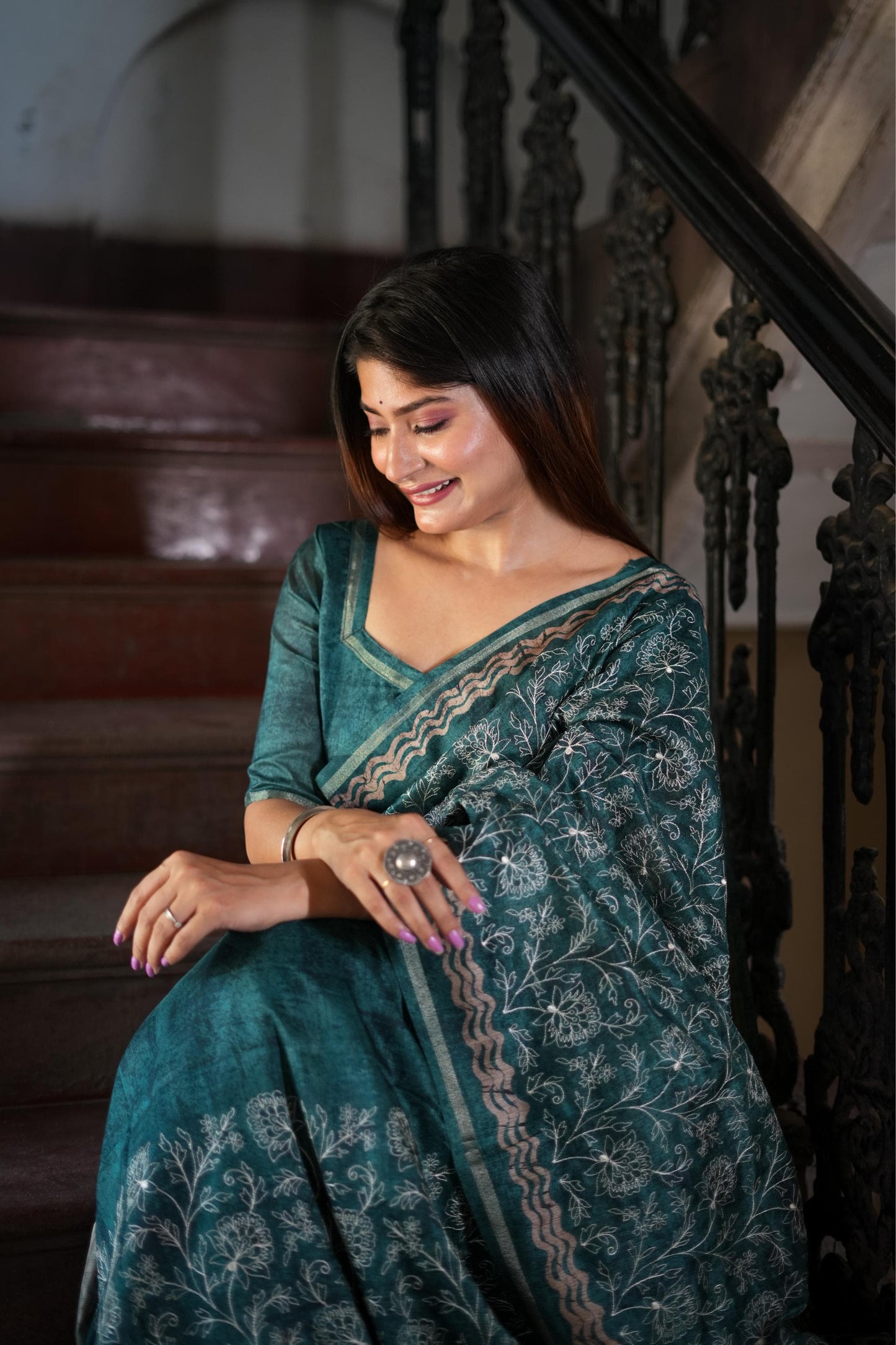 Batik Blossom Silk Saree