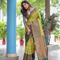 Super Duper Hit Banarsi Silk Saree with Designer Tassels and Dual Satin Effect Border