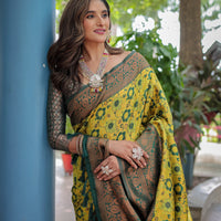 Super Duper Hit Banarsi Silk Saree with Designer Tassels and Dual Satin Effect Border