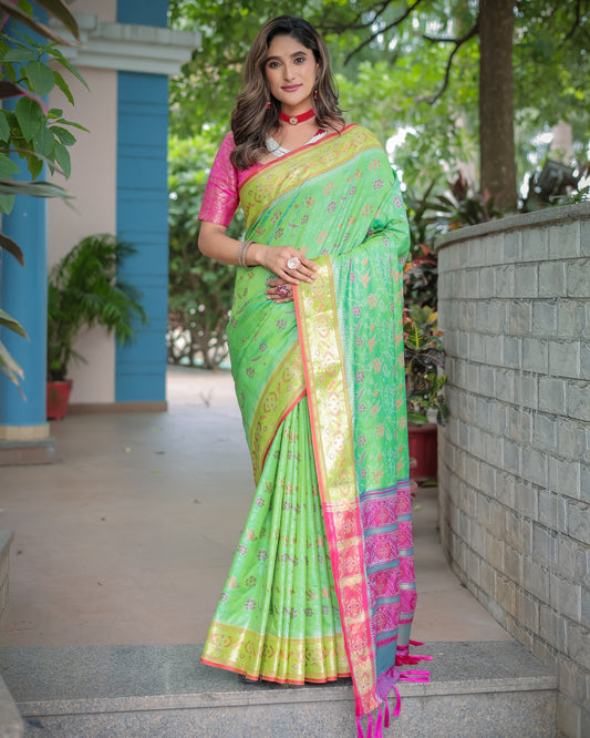 Premium Soft Patola Silk Saree with Rich Pallu & Zari Border