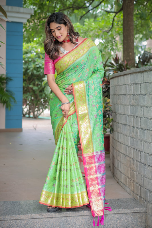 Premium Soft Patola Silk Saree with Rich Pallu & Zari Border