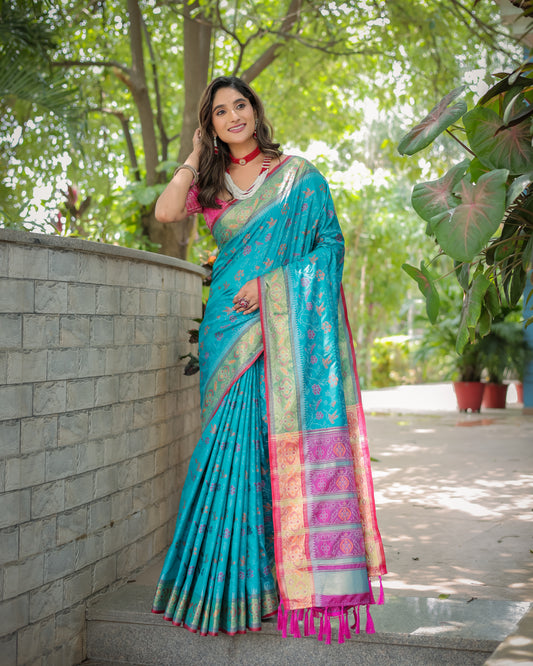 Premium Soft Patola Silk Saree with Rich Pallu & Zari Border