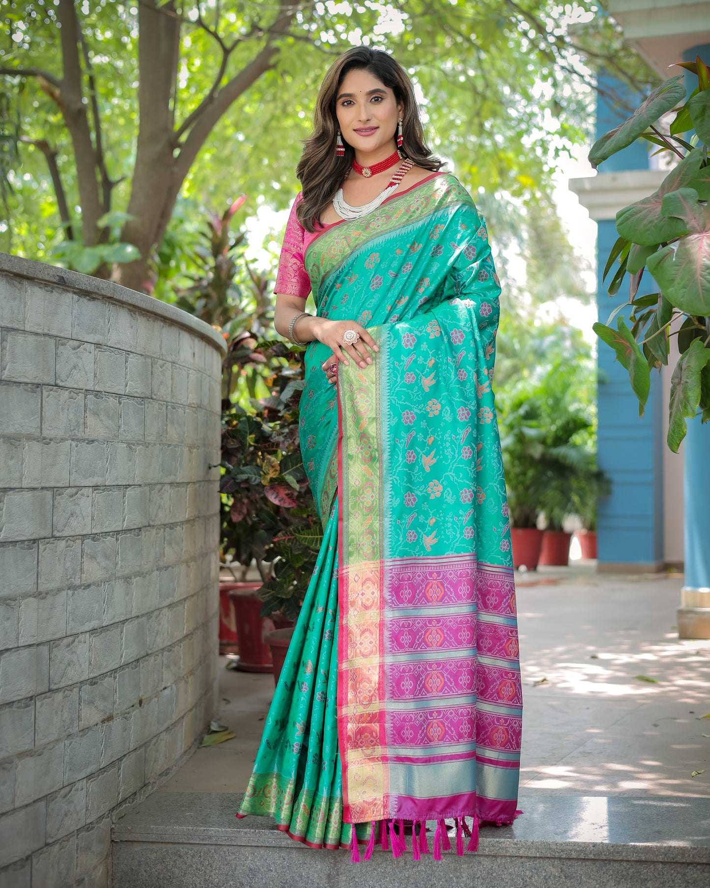 Premium Soft Patola Silk Saree with Rich Pallu & Zari Border