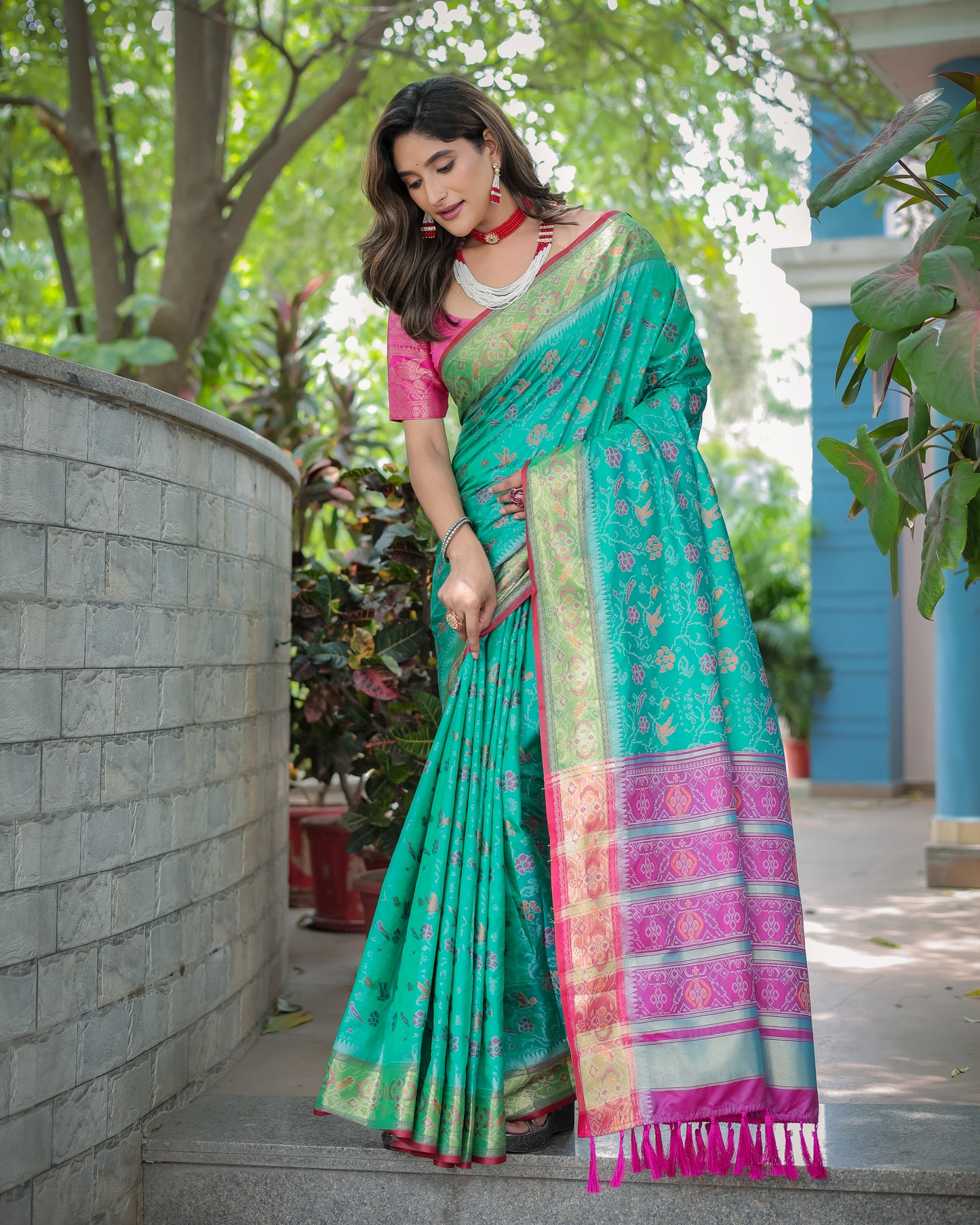 Premium Soft Patola Silk Saree with Rich Pallu & Zari Border