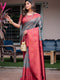 Luxe Banarsi Silk Saree with Designer Tassels and Dual Satin Effect