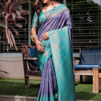 Luxe Banarsi Silk Saree with Designer Tassels and Dual Satin Effect