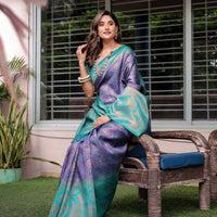 Luxe Banarsi Silk Saree with Designer Tassels and Dual Satin Effect