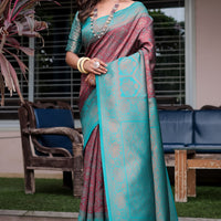 Luxe Banarsi Silk Saree with Designer Tassels and Dual Satin Effect