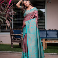 Luxe Banarsi Silk Saree with Designer Tassels and Dual Satin Effect