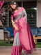 Luxe Banarsi Silk Saree with Designer Tassels and Dual Satin Effect