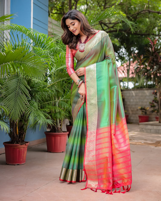 Rangkart Glam Soft Banarsi Silk Saree with Designer Tassels