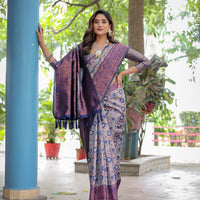 Super Duper Hit Banarsi Silk Saree with Designer Tassels and Dual Satin Effect Border