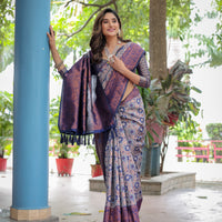 Super Duper Hit Banarsi Silk Saree with Designer Tassels and Dual Satin Effect Border