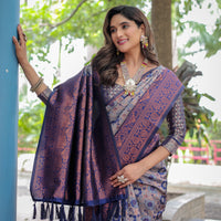 Super Duper Hit Banarsi Silk Saree with Designer Tassels and Dual Satin Effect Border