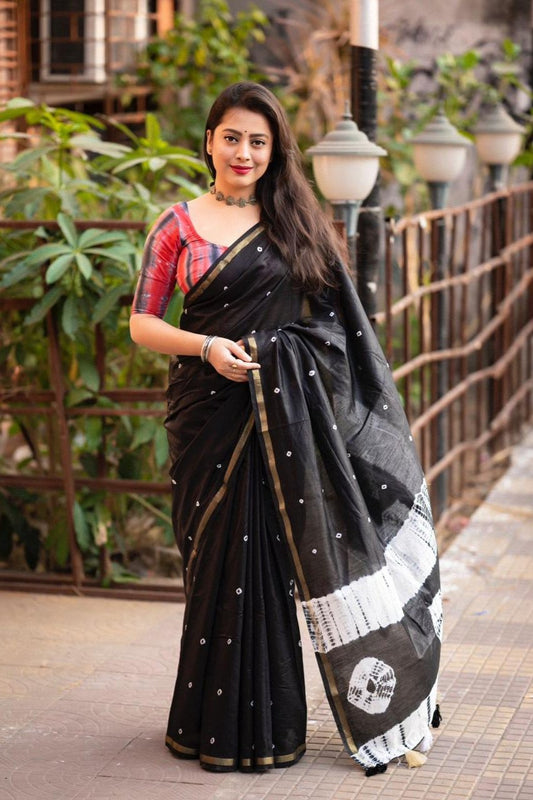 Whispering Chanderi Block Print Saree