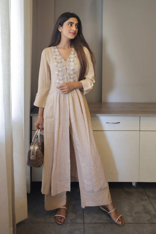 Graceful Khadi Cotton Elegance Kurti & Palazzo Set