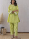 Lime Breeze Lace & Potli Button Set with Cozy Cotton Pants