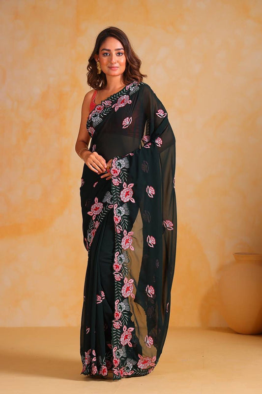 Luminous Legacy Georgette Silk Saree