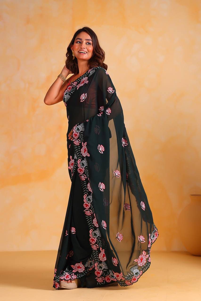 Luminous Legacy Georgette Silk Saree