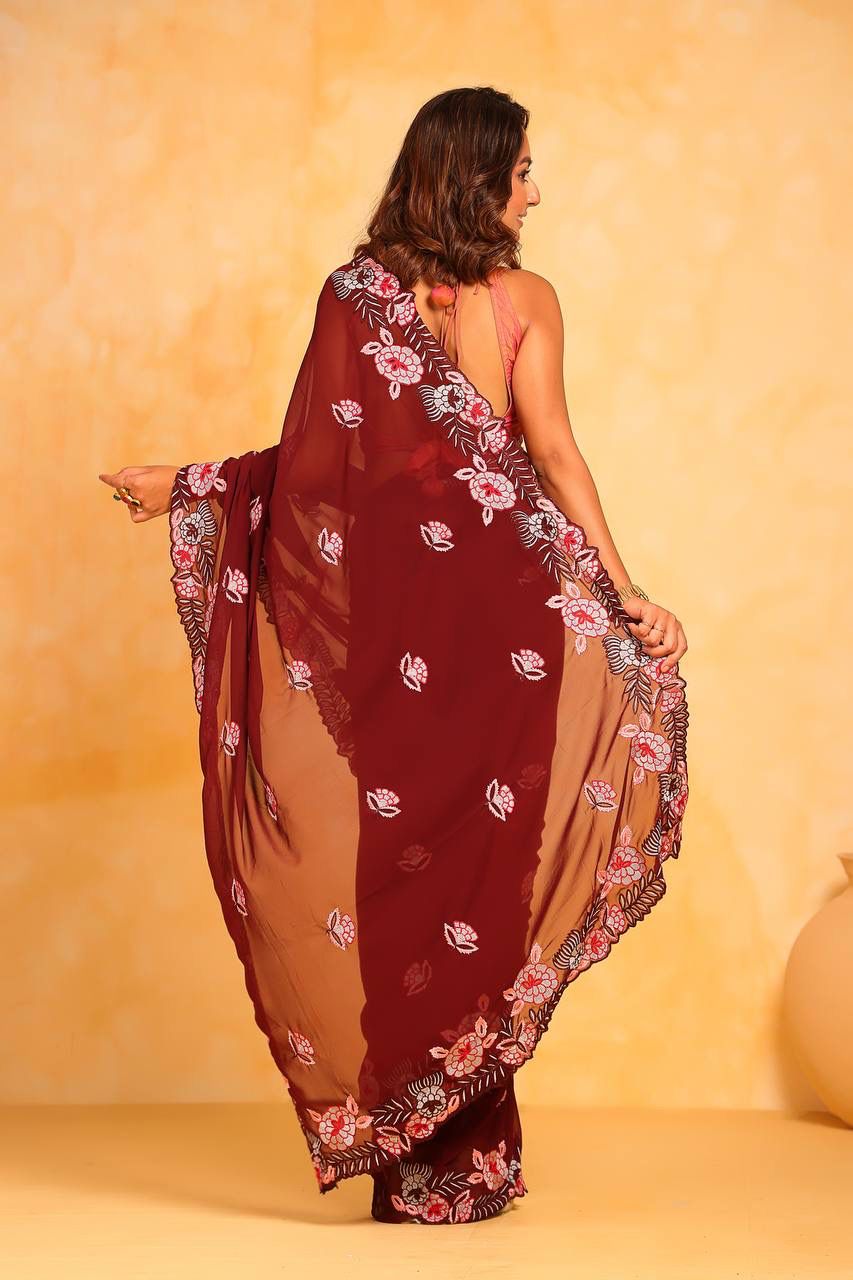 Luminous Legacy Georgette Silk Saree