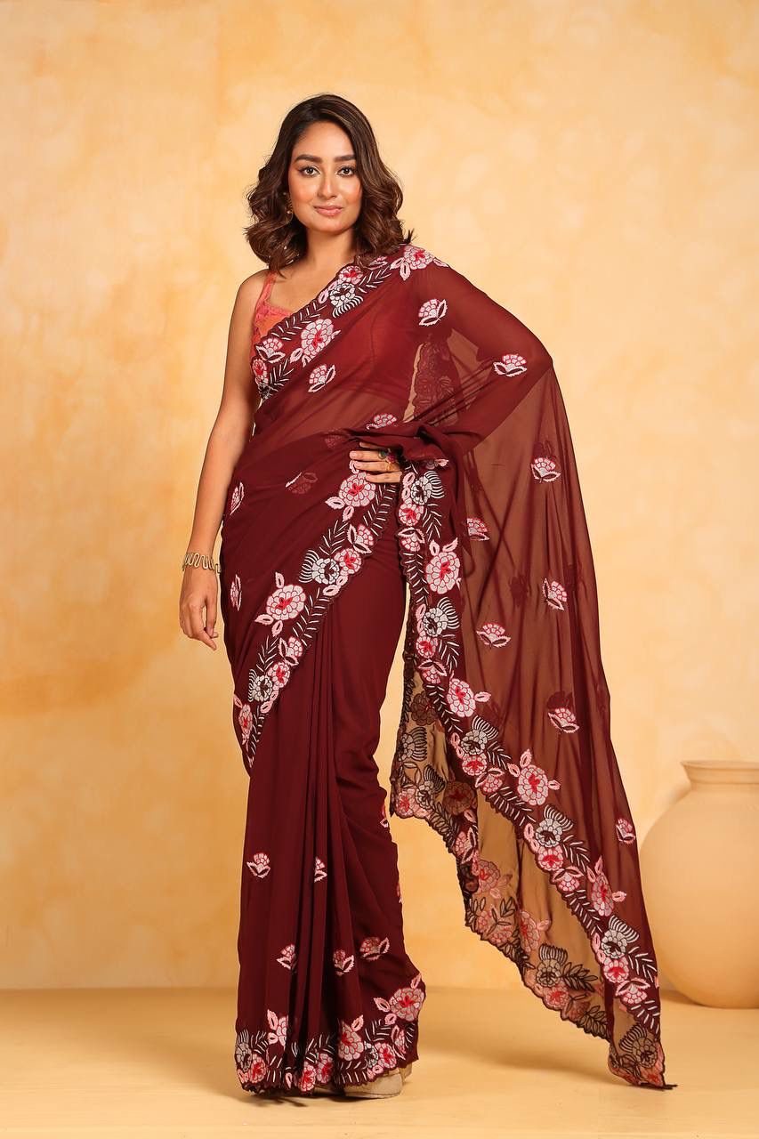 Luminous Legacy Georgette Silk Saree