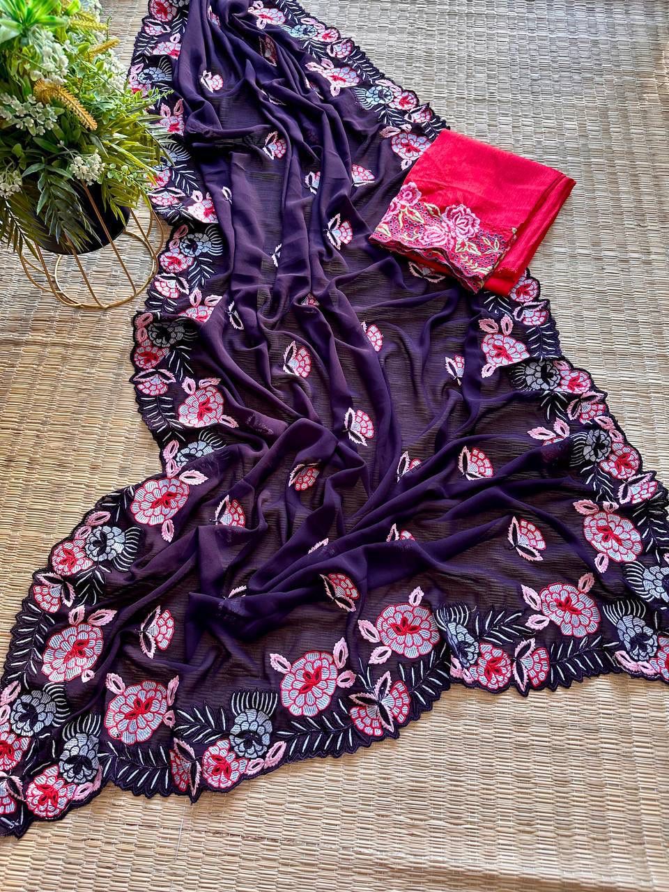 Luminous Legacy Georgette Silk Saree