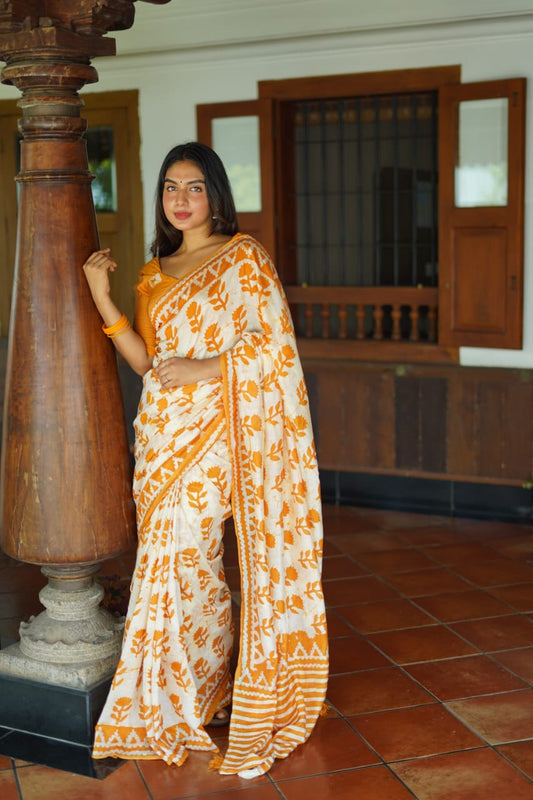 Rose Petal Batik Cotton Saree