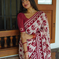 Rose Petal Batik Cotton Saree