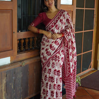 Rose Petal Batik Cotton Saree