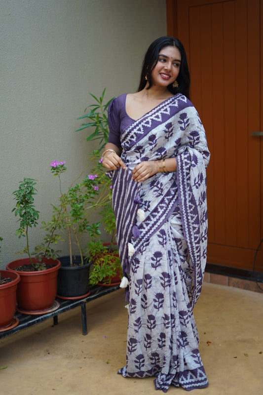 Rose Petal Batik Cotton Saree