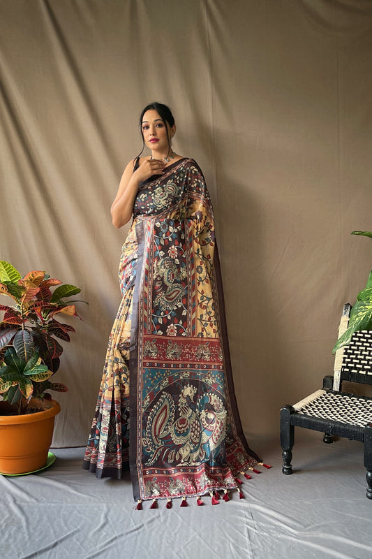 Tassel Touch Kalamkari Saree