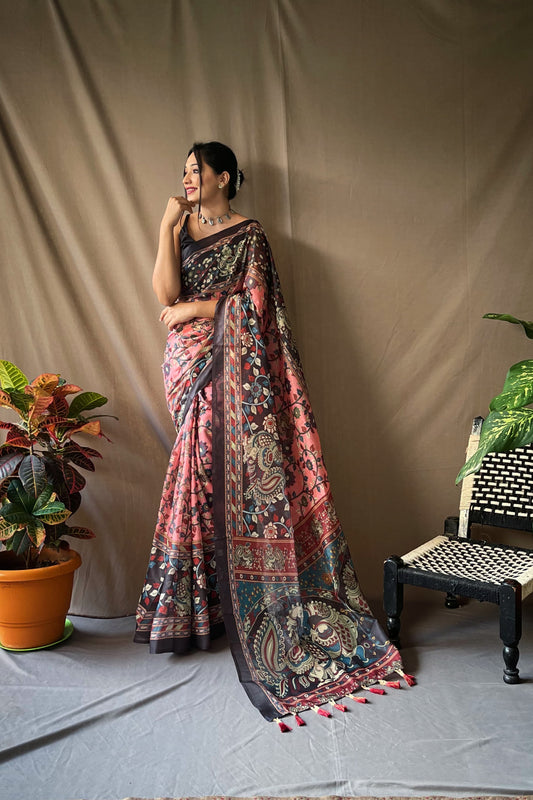 Tassel Touch Kalamkari Saree