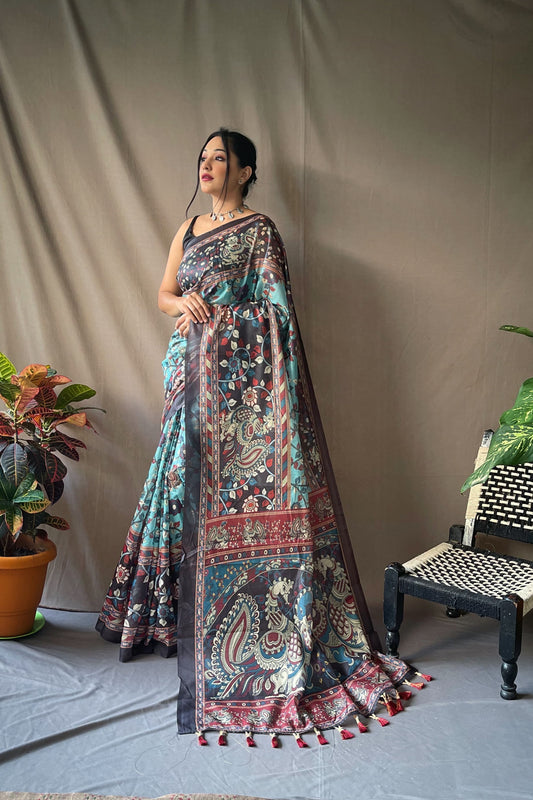 Tassel Touch Kalamkari Saree